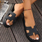 Black Cutout Design Open Toe Platform Slippers
