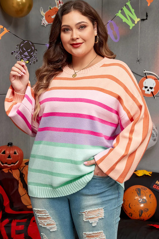 Striped Round Neck Long Sleeve Sweater