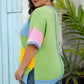 Light Blue Color Block Exposed Seam Patchwork T Shirt