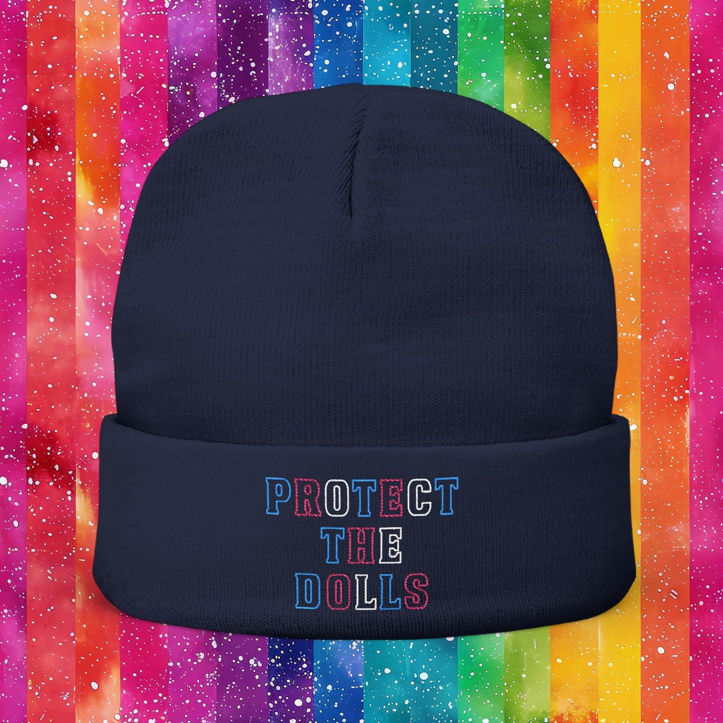 Protect the Dolls LGBTQ+ Pride Trans Support Embroidered Knit Beanie