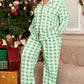 Green Plaid Print Contrast Trim Long Sleeve Pajama Set