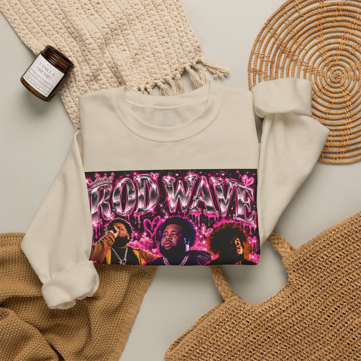 “Rod Wave” Pink Crewneck Sweatshirt