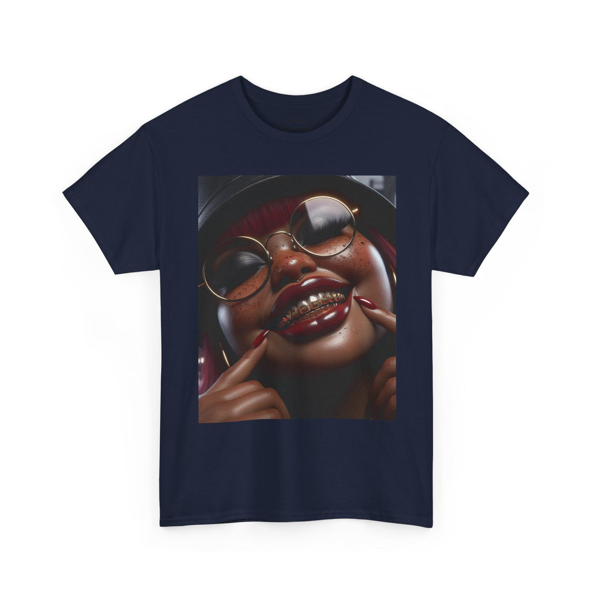 Smiling Afro Woman Graphic Tee — Bold Urban Portrait T-Shirt