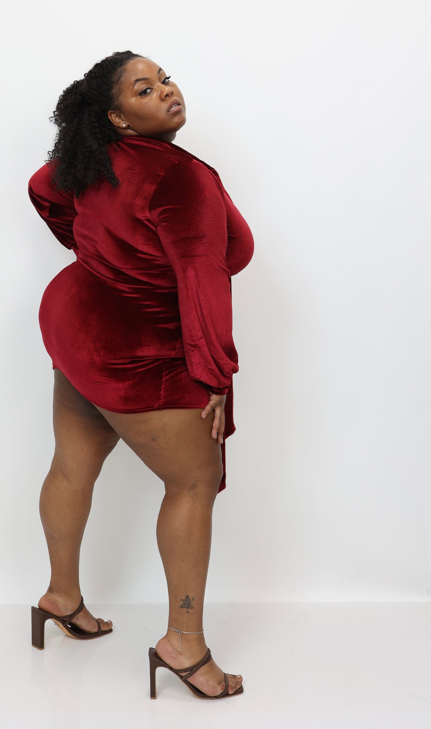 “Florrie” Burgundy Velvet Dress