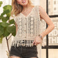 Fringe Hem Crochet Vest Cardigan
