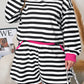 Black Stripe Color Block Edge Pullover and Shorts Set