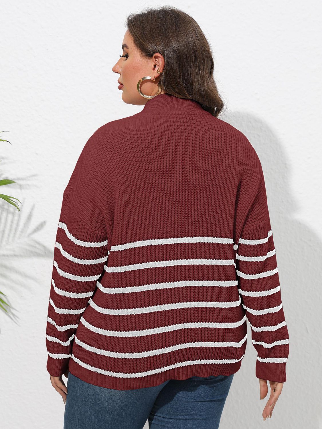 Zip-Up Striped Sweater