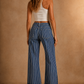The Riviera Stripe Cuffed Jean - Dark Wash