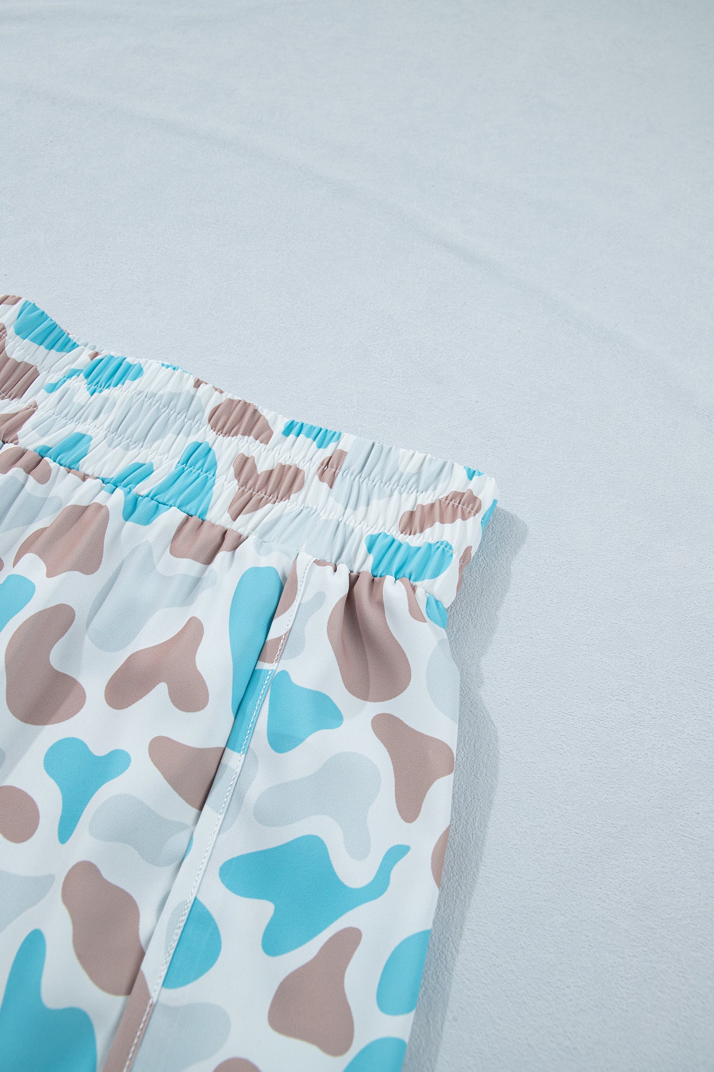 Multicolour Camouflage Elastic Waist Athleisure Shorts