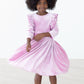 Carnation Pink Velvet Ruffle Twirl Dress