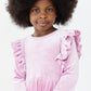 Carnation Pink Velvet Ruffle Twirl Dress