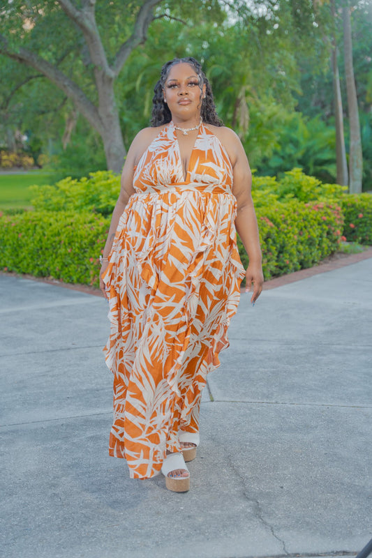 “Show Me Around” Cognac Maxi Dress
