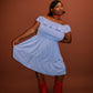 Ruffled Smocked Off-Shoulder Mini Dress
