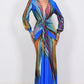 Multi Color Blue Swirl Print Dress