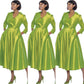 Green Classic Style Faux Wrap Dress