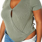 Plus Size Women's Ribbed V Neck Short Sleeve Bodysuit - shopatkonus