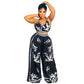 V-neck hanging neck wide leg pants set
