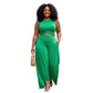 WRAP TIE CROP TOP & WIDE LEG PANTS SET
