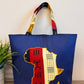 Denim African Map Tote Bag