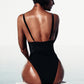 Aliza: High Cut Adjustable Strap One Piece in Black