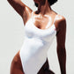 Aliza: High Cut Adjustable Strap One Piece in White