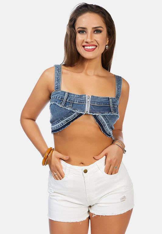 all covered-up denim bralette