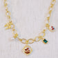Angel & Rose Charm Necklace – Bold Gold Chain with Whimsical Vintage-Inspired Accents