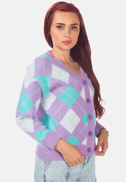 Argyle Checks Full Sleeve Cardigan