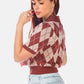 Argyle Checks Half Sleeve Cropped Cardigan