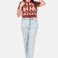 Argyle Checks Half Sleeve Cropped Cardigan