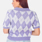 Argyle Checks Half Sleeve Cropped Cardigan