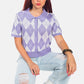 Argyle Checks Half Sleeve Cropped Cardigan