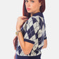 Argyle Checks Half Sleeve Cropped Cardigan