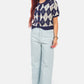 Argyle Checks Half Sleeve Cropped Cardigan