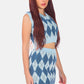 Argyle Checks Knitted Crop Top