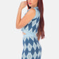 Argyle Checks Knitted Crop Top