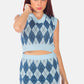 Argyle Checks Knitted Crop Top