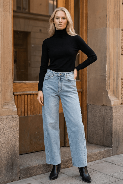 Harlow High Waisted Barrel Jeans Blue