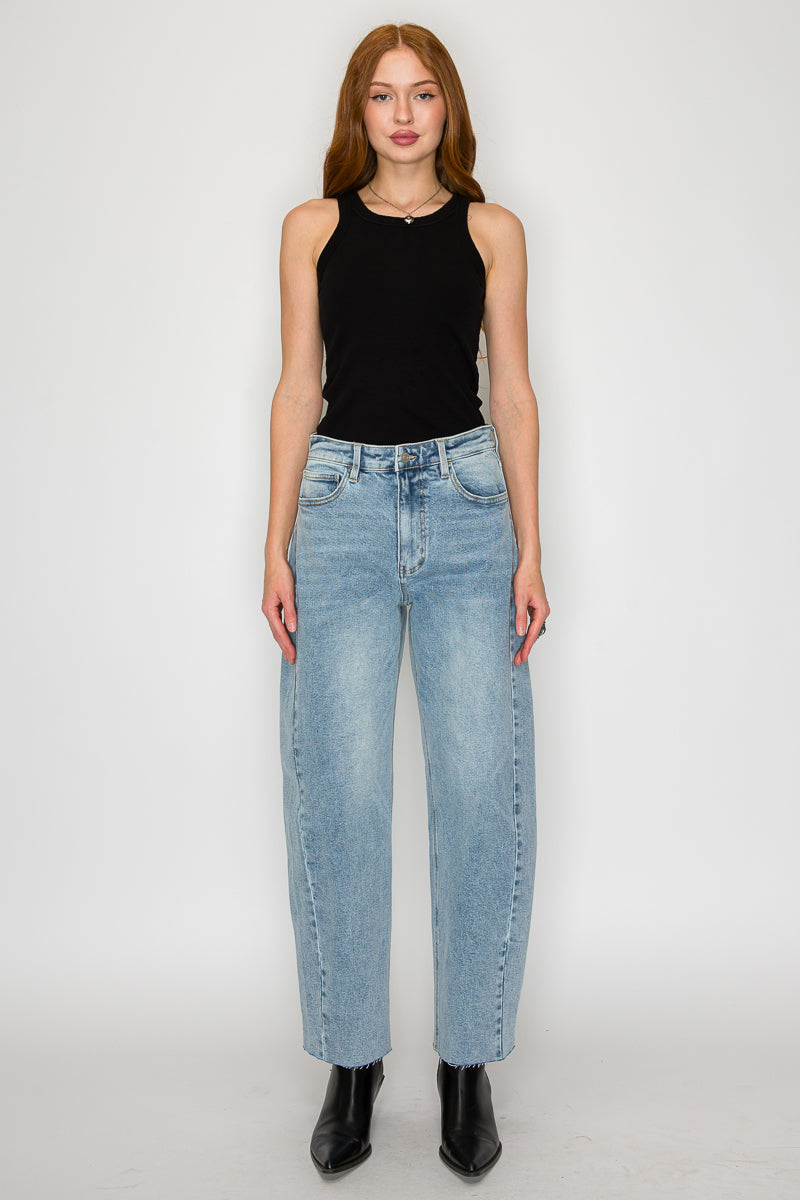 Harlow High Waisted Barrel Jeans Blue