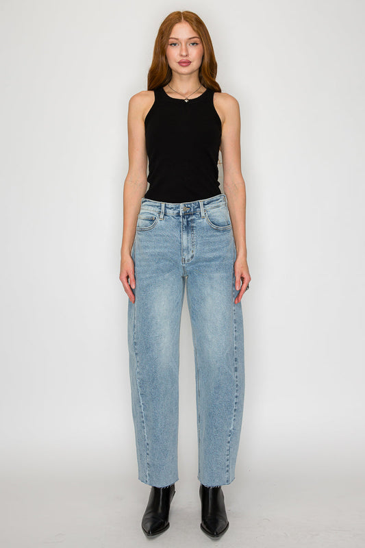 Harlow High Waisted Barrel Jeans Blue