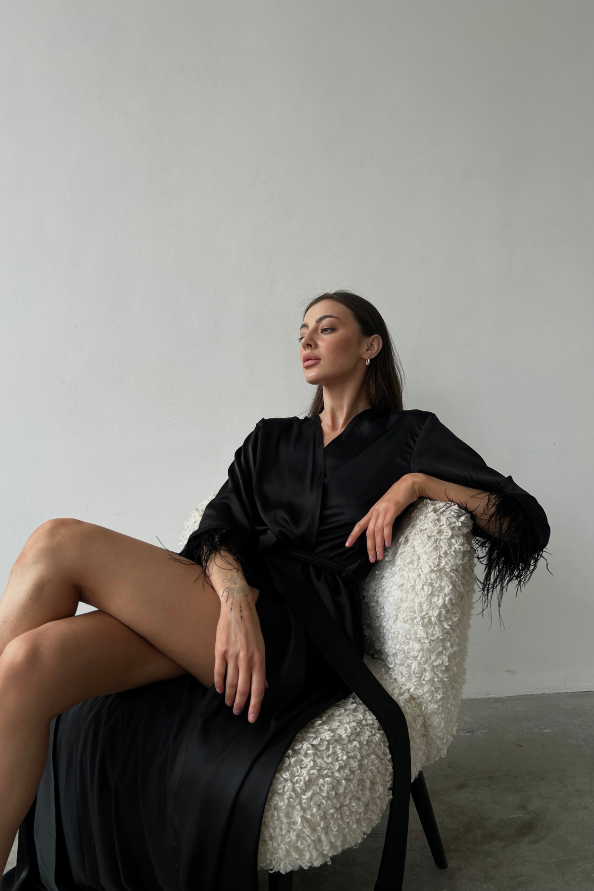 Aster Black Kimono Robe