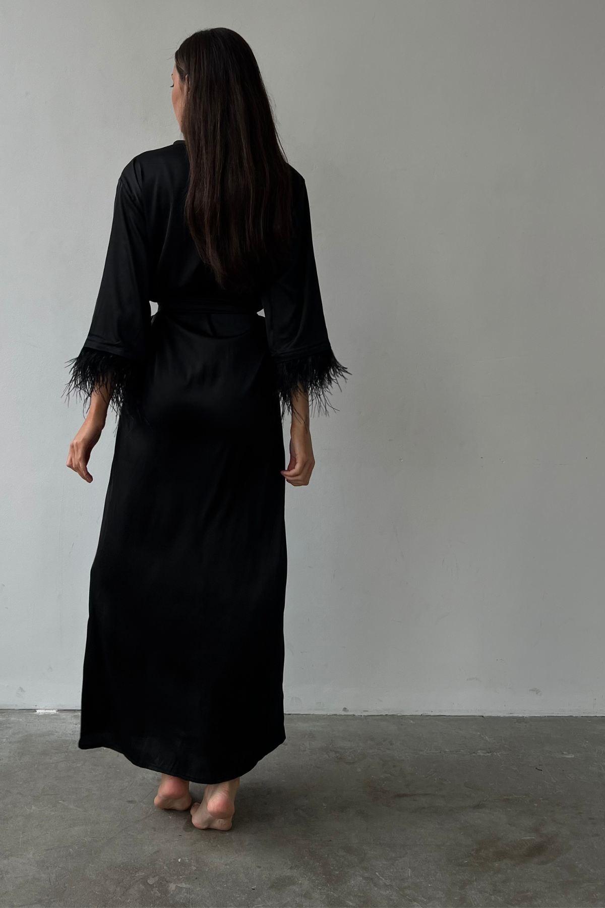 Aster Black Kimono Robe
