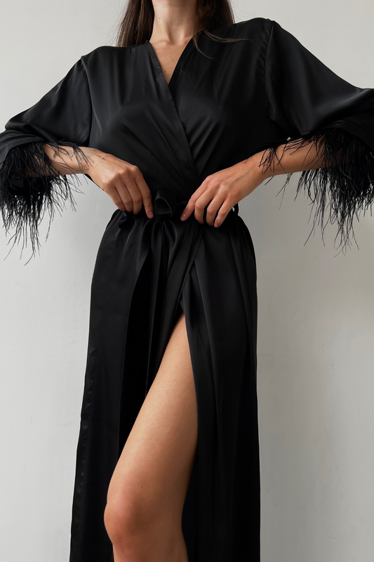 Aster Black Kimono Robe