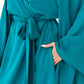 Kimono Viscose Long Robe in Teal with pockets and headband