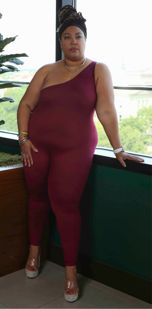 Solid Color One Shoulder Jumpsuit