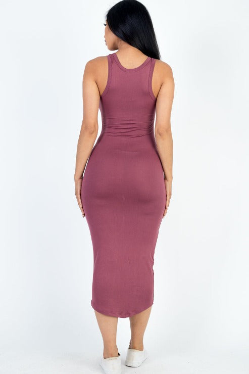 Split Neck Tank Midi Dress