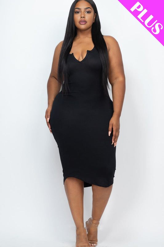 Split Neck Tank Midi Dress