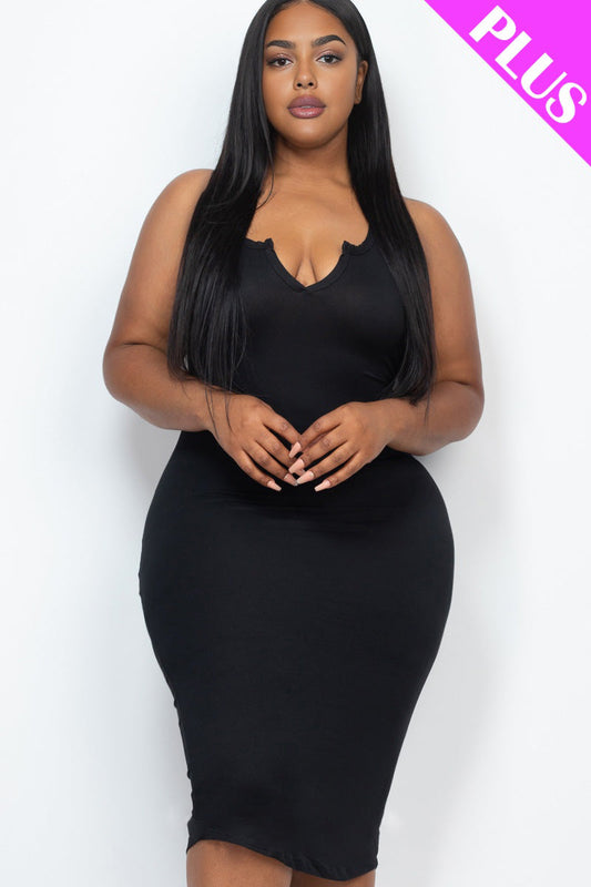 Split Neck Tank Midi Dress