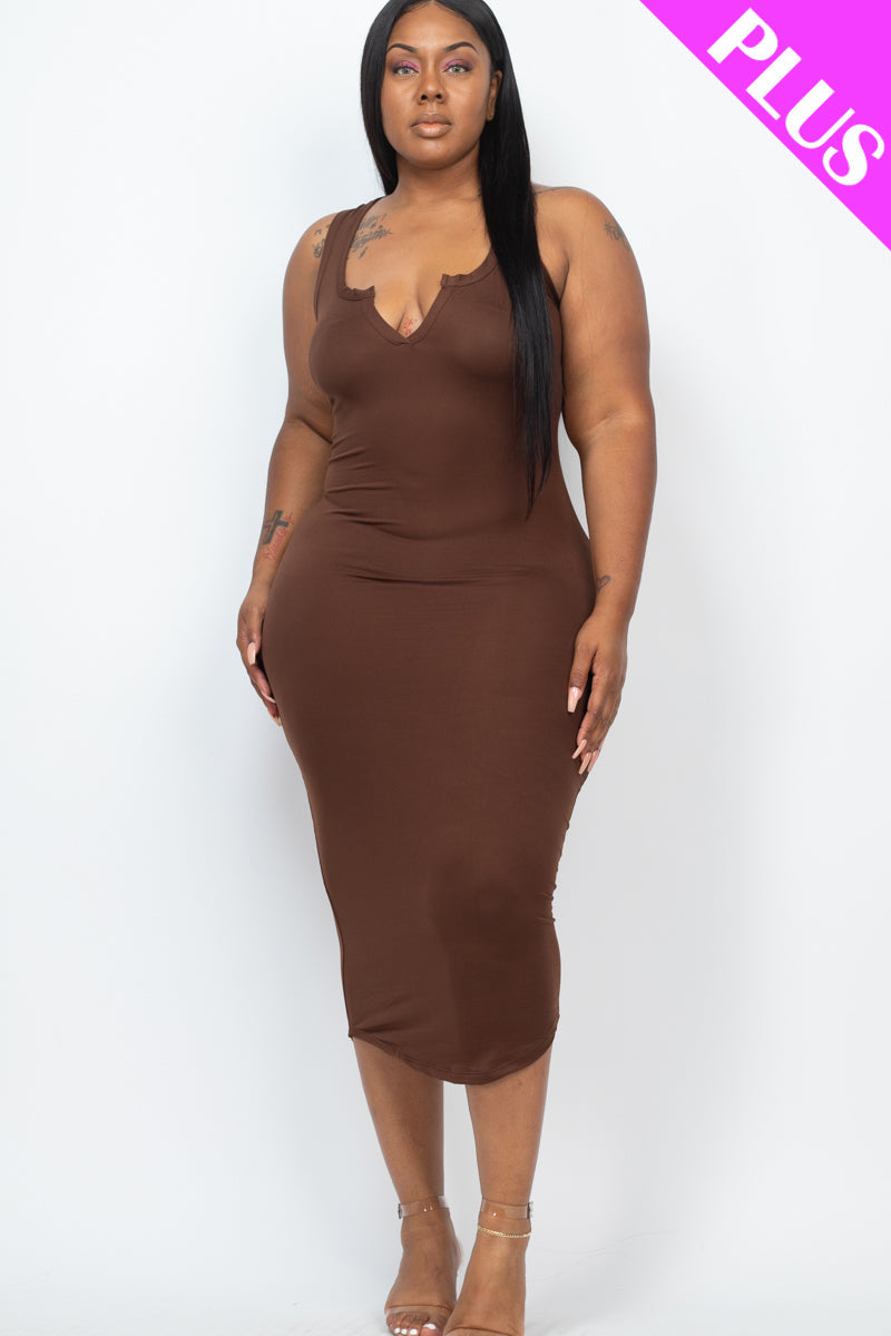 Split Neck Tank Midi Dress