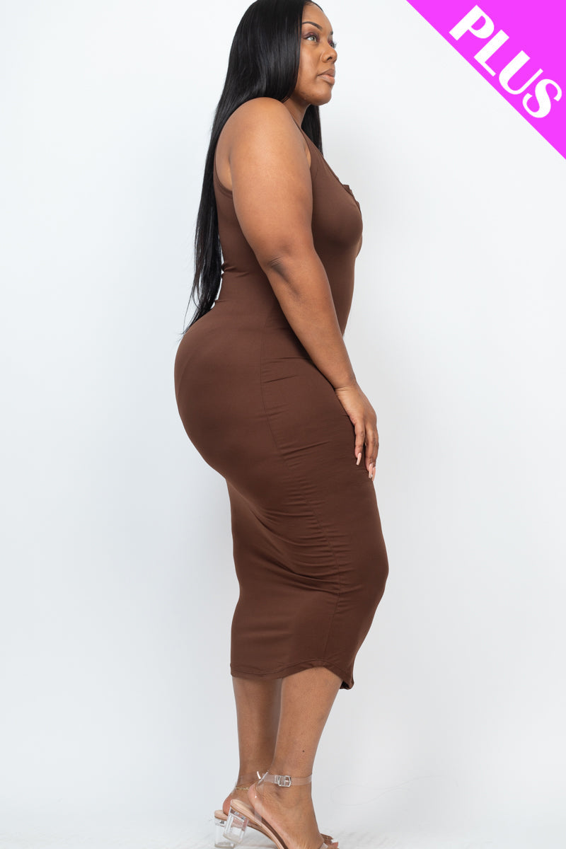 Split Neck Tank Midi Dress